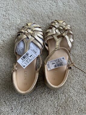 Next Gold Braided T-Strap Girls' Sandals